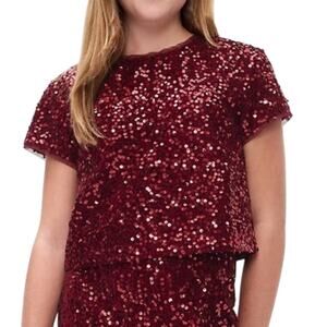 Gap Kids Sequin Velvet Top In Red Delicious, XXL